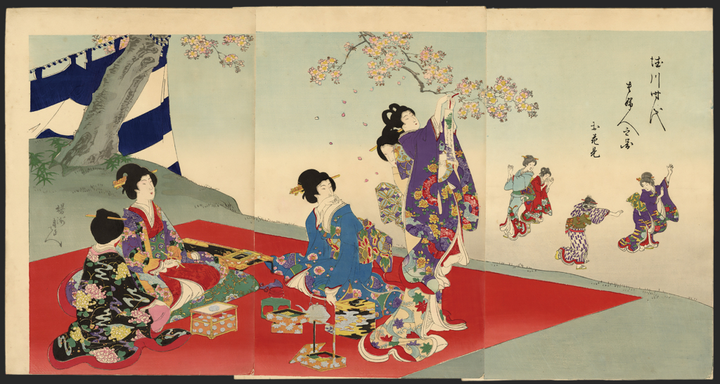 周延, Chikanobu, 徳川,貴婦人,お花見,桜,浮世絵, Ladies of the Tokugawa period,Cherry blossom, Cherry blossomviewing,ukiyoe,