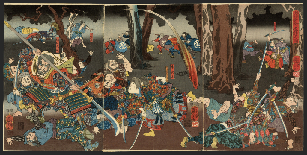 国芳 / Kuniyoshi「大墓宿夜討之図」